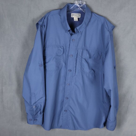 Duluth Trading Co Long Sleeve Shirt Mens XL Blue Vented Fishing Hiking Roll Up - Picture 1 of 14